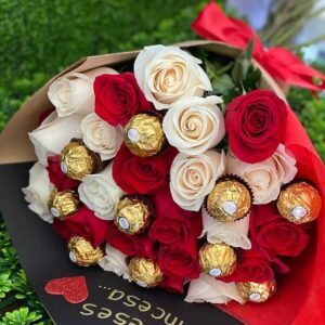 Bouquet Of Roses + Ferrero Rocher Chocolate