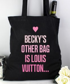 Personalised Pink on Black Tote Bag